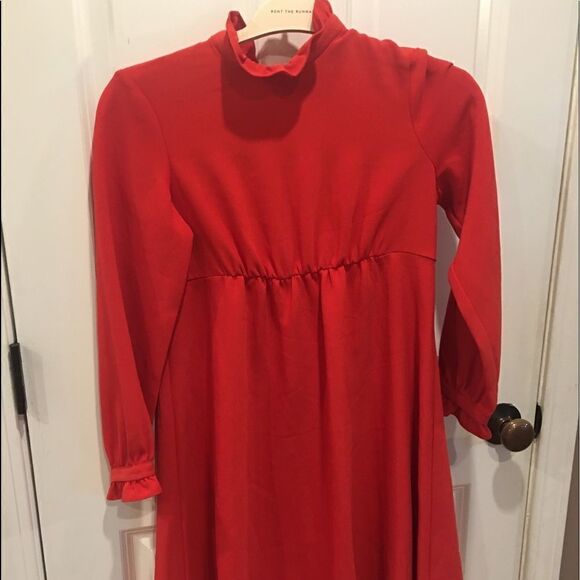 Sail to Sable small red loose fit ruffle dress long sleeve - Picture 2 of 7